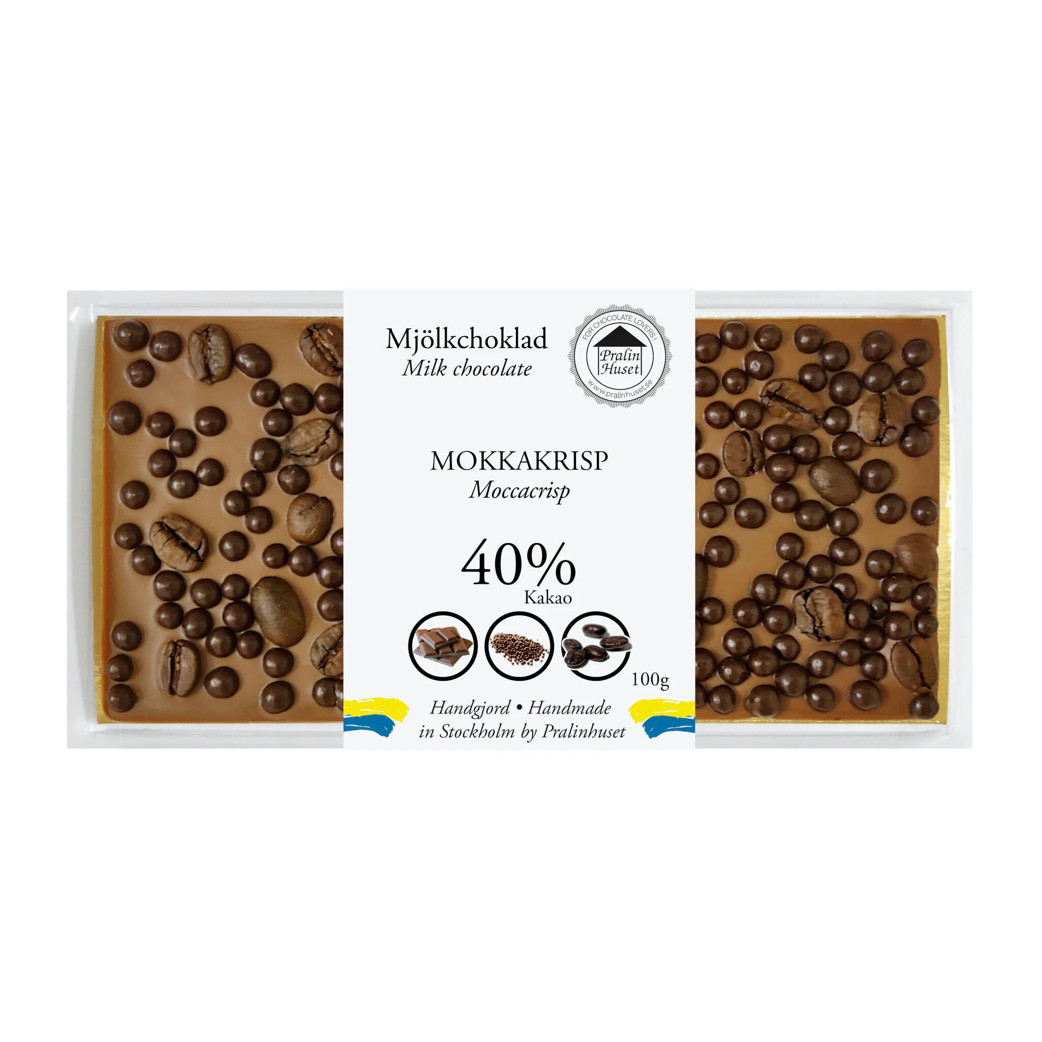 schwedische lebensmittel online schwedische Spezialitäten Schokolade Pralinhuset 40% Kakao Vollmilch Vollmilchschokolade Mokka Krisp Crisp Kaffeebohnen