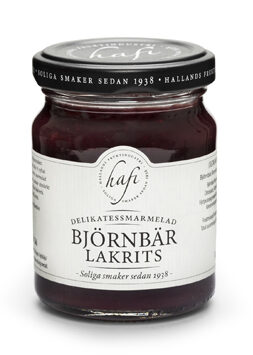 schwedische lebensmittel online kaufen bestellen schwedische Spezialitäten Marmelade Hafi Björnbär Brombeere Lakrits Lakritz Marmelade