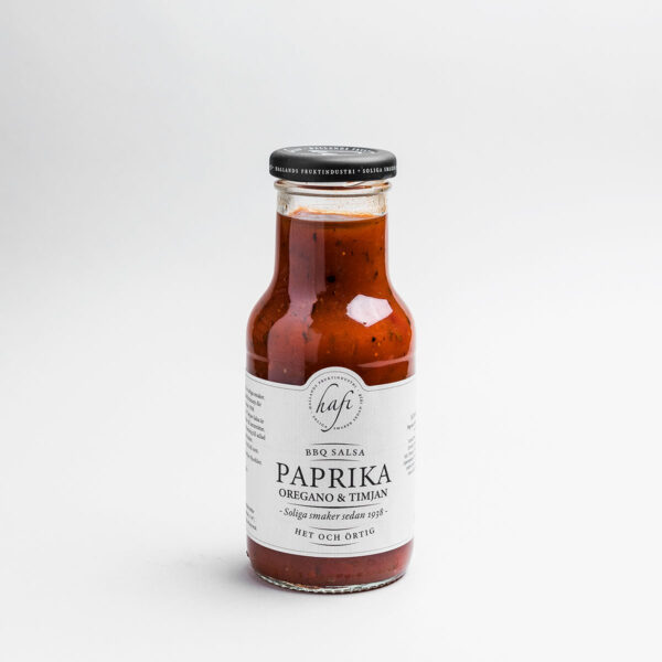 schwedische Lebensmittel Hafi Salsa Paprika Thymian Oregano Kräuter feurig