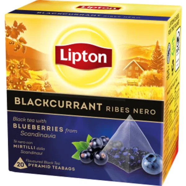 schwedische Lebensmitte Tee Tea Te Lipton Black Tea schwarzer Tee Pyramidenbeutel Blackcurrant schwarze Johannisbeeren Schwarztee schwarzer Tee