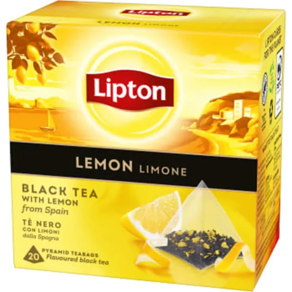 schwedische Lebensmitte Tee Tea Te Lipton Black Tea schwarzer Tee Pyramidenbeutel Schwarztee schwarzer Tee Lemon Zitrone