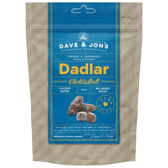 schwedische lebensmittel online kaufen Dave jons dadlar chokladboll Datteln Schokobällchen